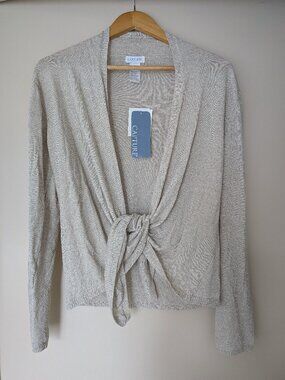 Capture tie front cardigan linen rayon size medium